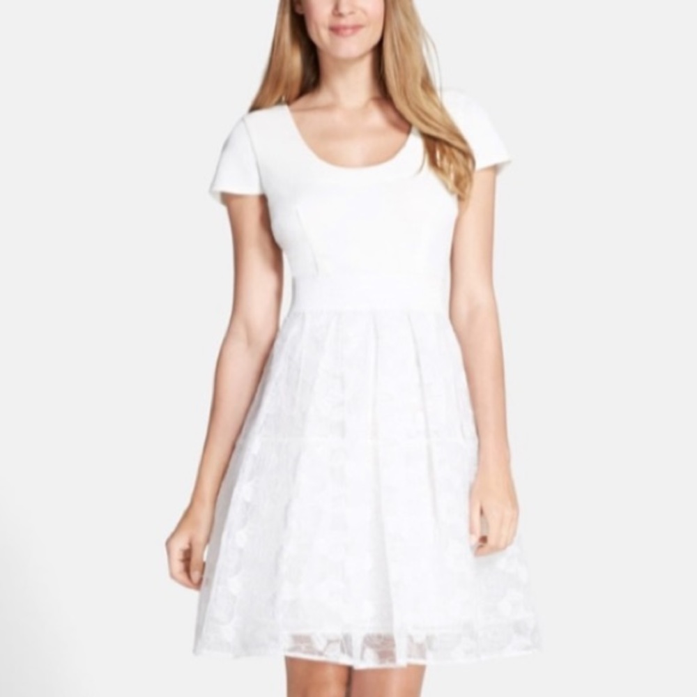 Anthropologie: Tracey Reese Fit & Flare White Lace Dress. Underlined. Size 6